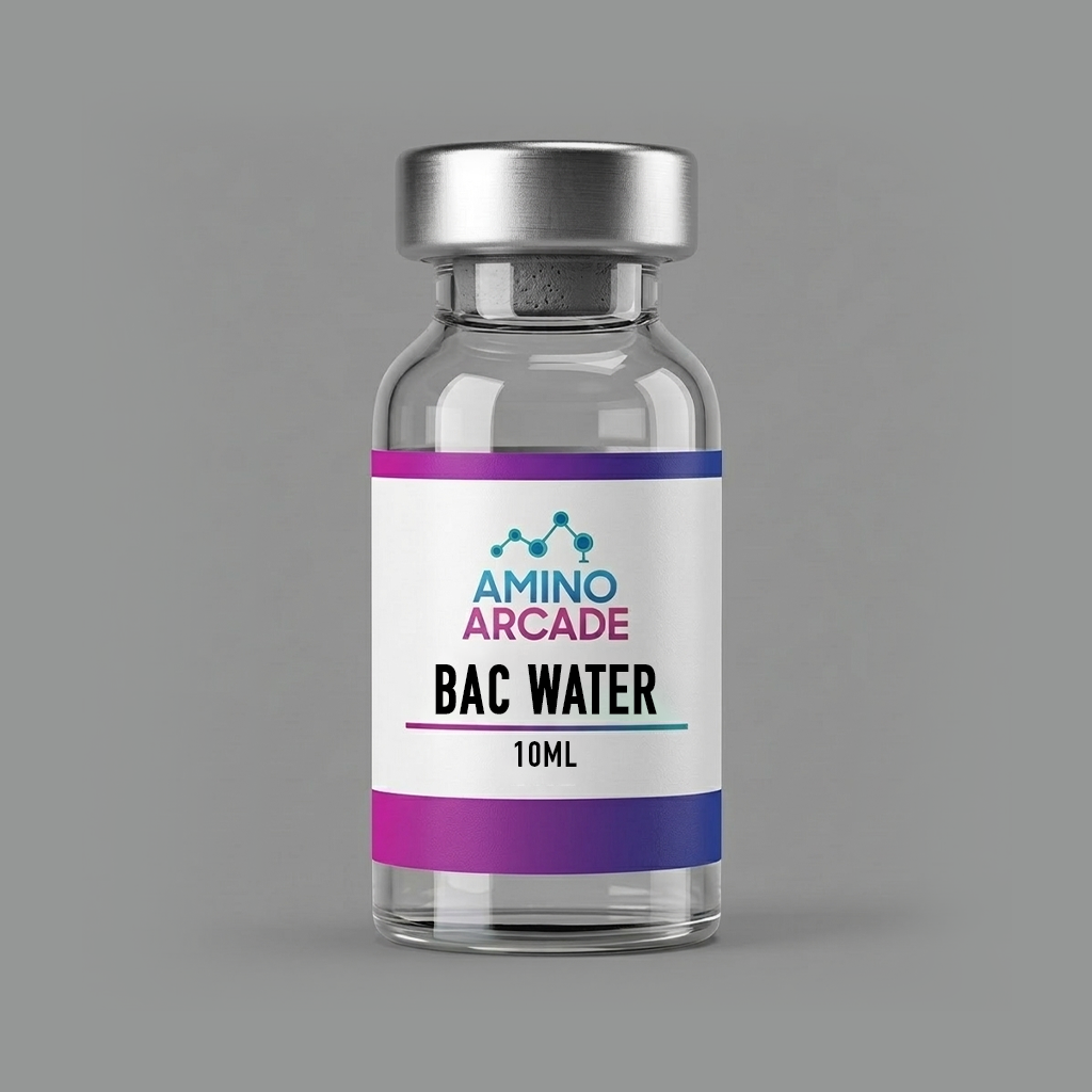 Bacteriostatic Water vial with Amino Arcade label — sterile diluent for reconstituting research peptides